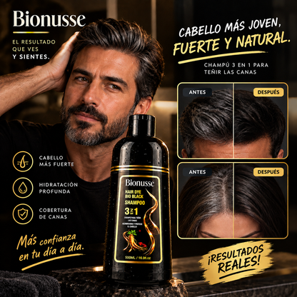 Champú Bionusse 3 en 1 para Canas – Coloración y Cuidado 500 ml