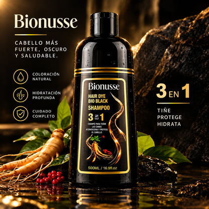 Champú Bionusse 3 en 1 para Canas – Coloración y Cuidado 500 ml