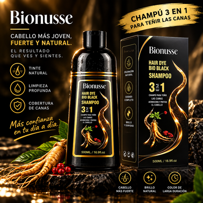 Champú Bionusse 3 en 1 para Canas – Coloración y Cuidado 500 ml