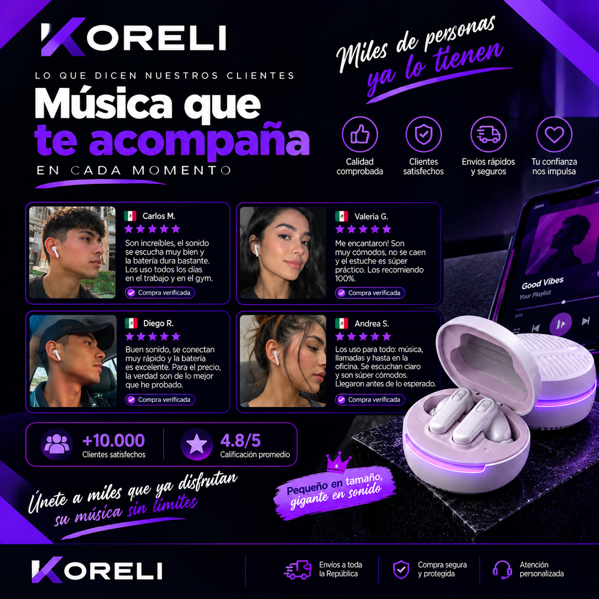 AUDÍFONOS INALÁMBRICOS BLUETOOTH KORELI